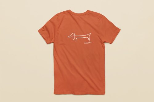 Tacsis póló 2. tacskó mintás unisex, pamut rövidujjú póló - antik narancs