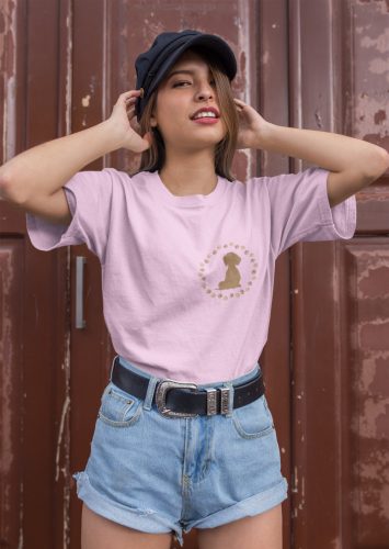 Tacsis póló 6. tacskó mintás unisex, pamut rövidujjú póló - rózsaszín