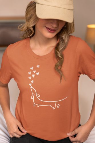 Tacsis póló 9. tacskó mintás unisex, pamut rövidujjú póló - antik narancs