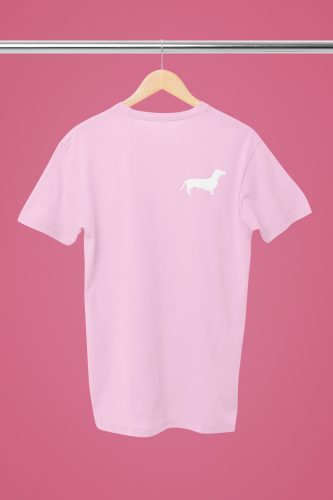 Tacsis póló 11. tacskó mintás unisex, pamut rövidujjú póló - rózsaszín
