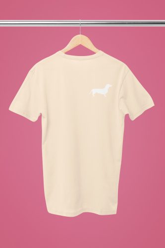Tacsis póló 11. tacskó mintás unisex, pamut rövidujjú póló - bézs