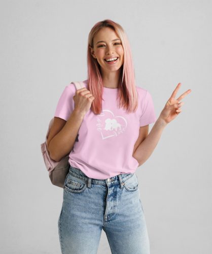 Tacsis póló 17. tacskó mintás unisex, pamut rövidujjú póló - rózsaszín